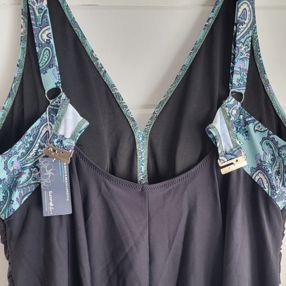 Summer Mae Paisley Print Adjustable Strap Swim Dress Size 18W - Picture 5 of 13